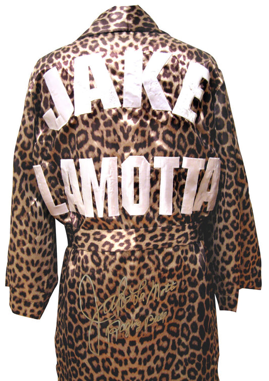 Jake LaMotta Raging Bull Autographed Leopard Boxing Robe