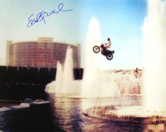 Evel Knievel Autographed 16x20 Photo Jumping Caesars Palace