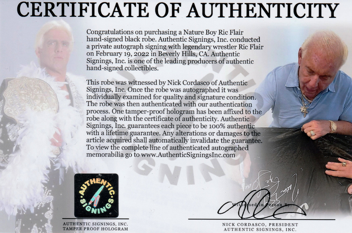 Ric Flair Autographed Black Wrestling Robe