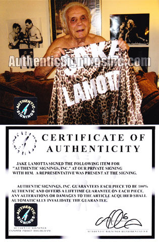 Jake LaMotta Raging Bull Autographed Leopard Boxing Robe