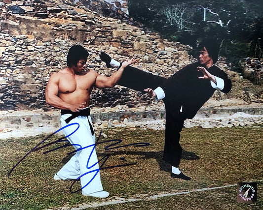 Bolo Yeung Autographed Enter The Dragon Blocking Kick From Bruce Lee 8x10 Photo