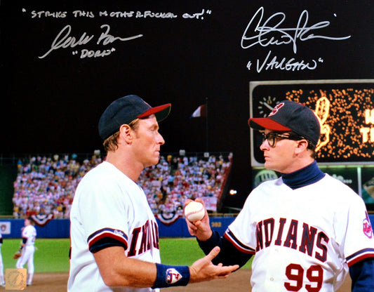 Charlie Sheen & Corbin Bernsen Autographed Major League 11x14 Photo w/ "Strike This MF Out" Inscription
