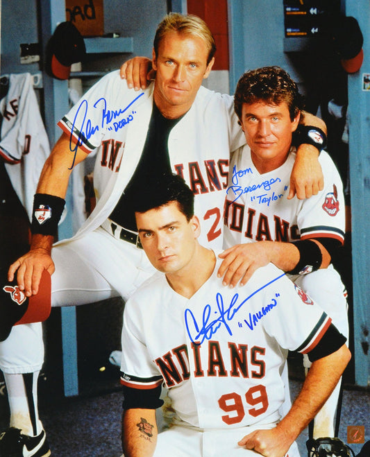 Charlie Sheen, Tom Berenger & Corbin Bernsen Autographed Major League 16x20 Photo