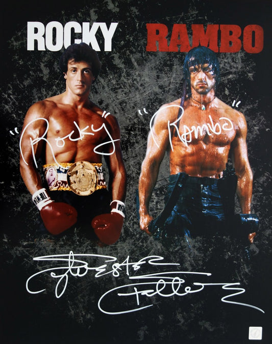Sylvester Stallone Autographed “ROCKY” “RAMBO” Inscription 16x20 Photo