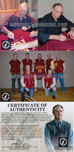 Gene Hackman & Hoosiers Cast Autographed Hickory Huskers Basketball Jersey