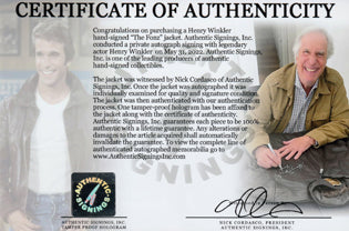 Henry Winkler "The Fonz" Happy Days Autographed Faux Leather Jacket