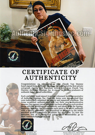 Jean Claude Van Damme Autographed Kickboxer 16x24 Movie Poster