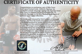 Mike Tyson Autographed Everlast Boxing Trunks