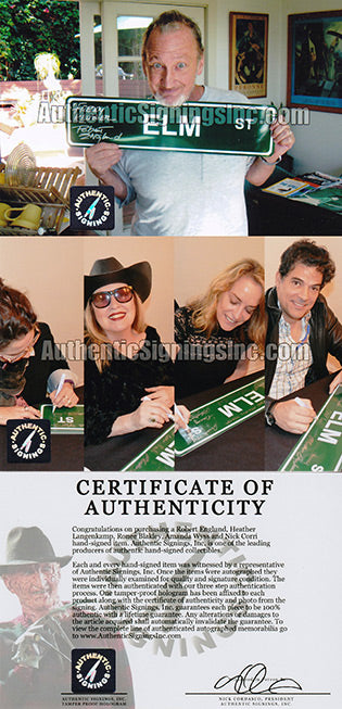 Robert Englund, Heather Langenkamp, Ronee Blakley, Amanda Wyss & Nick Corri Nightmare On Elm Street Cast Autographed Sign