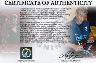 Sylvester Stallone "COBRA" Autographed Cobra 16x20 Photo