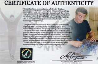 Sylvester Stallone “ROCKY” Inscription Autographed 16x24 Color Photo "ARM’S RAISED MUSEUM STAIRS"