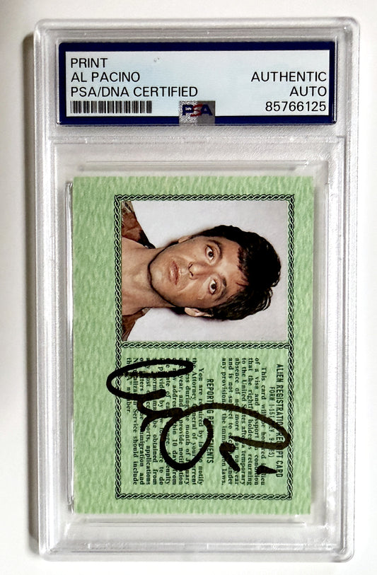 Al Pacino Tony Montana SCARFACE Autographed Green Card Prop PSA/DNA AUTH AUTO