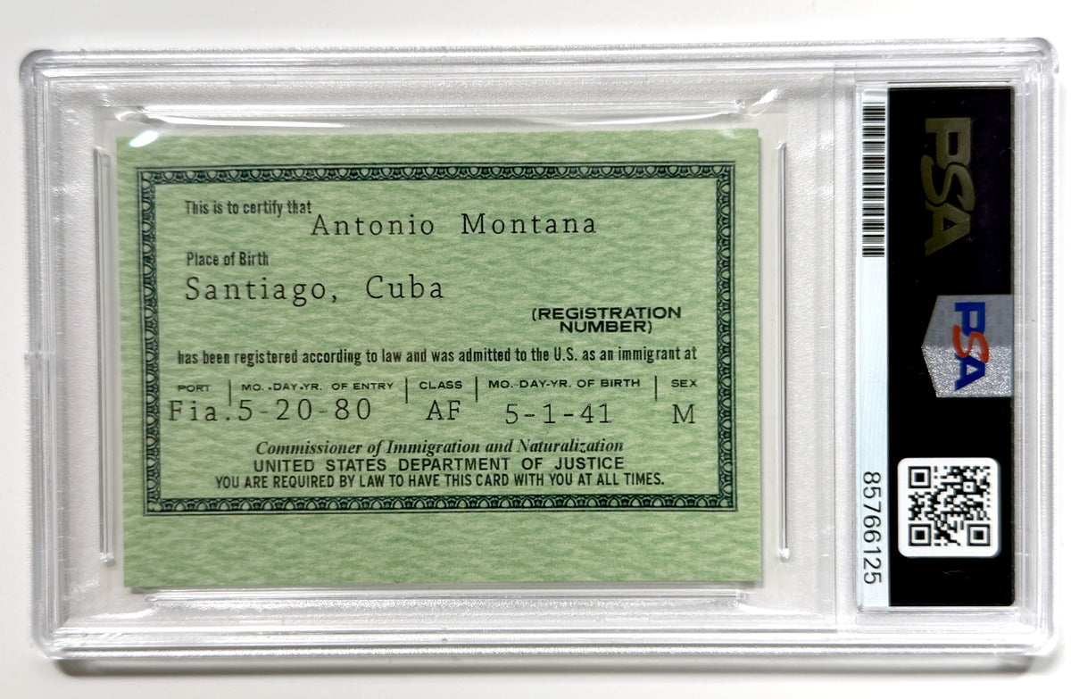 Al Pacino Tony Montana SCARFACE Autographed Green Card Prop PSA/DNA AUTH AUTO