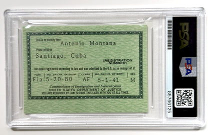 Al Pacino Tony Montana SCARFACE Autographed Green Card Prop PSA/DNA AUTH AUTO