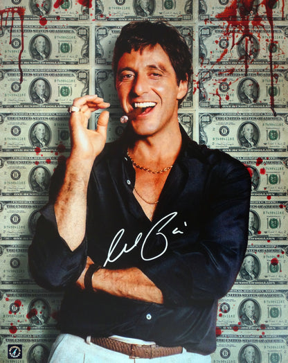 Al Pacino Autographed SCARFACE 16x20 Blood Money Photo