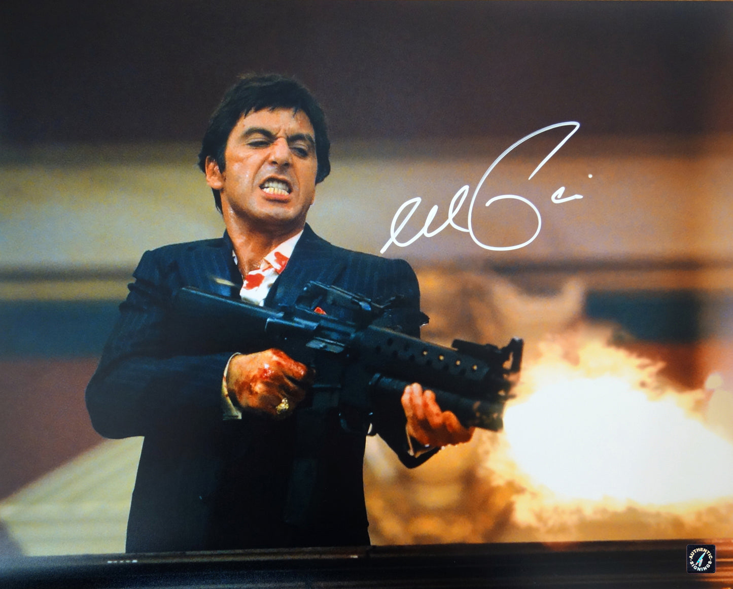 Al Pacino Autographed SCARFACE 16x20 Machine Gun