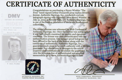 Henry Winkler "The Fonz" Happy Days Autographed Driver’s License Prop