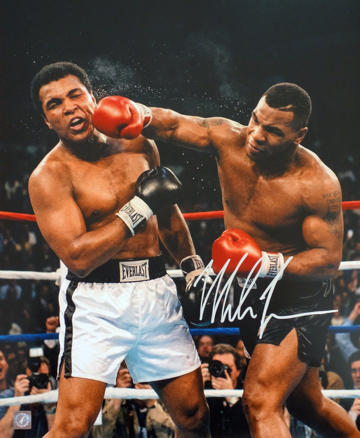 Mike Tyson Autographed 16x20 Photo Punching Muhammad Ali