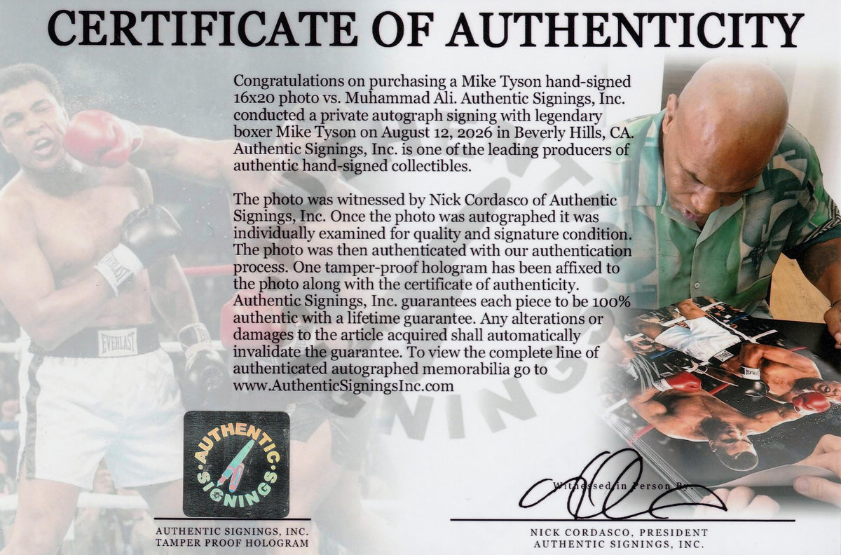 Mike Tyson Autographed 16x20 Photo Punching Muhammad Ali