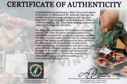 Mike Tyson Autographed 16x20 Photo Punching Muhammad Ali