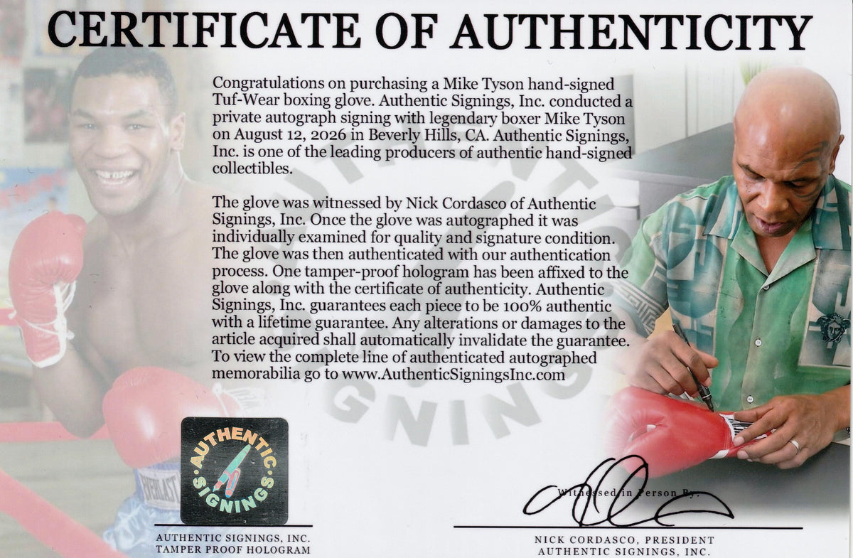 Mike Tyson Autographed Tuf-Wear Leather Boxing Glove