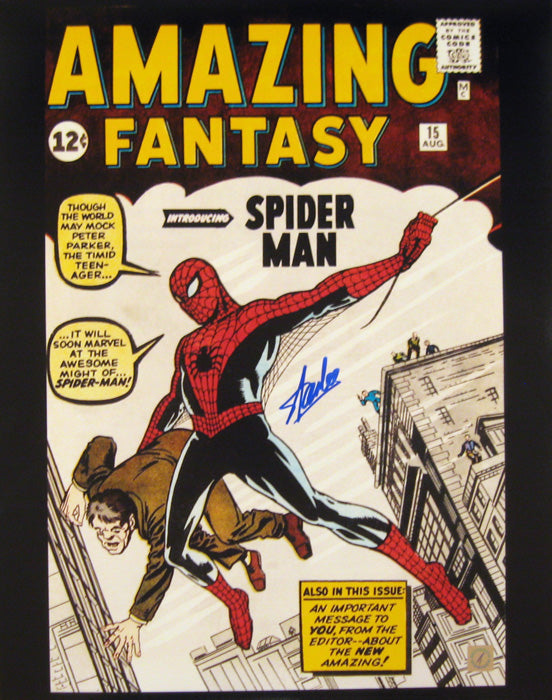 Stan Lee Autographed Spiderman Amazing Fantasy 16x20 Photo