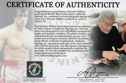Sylvester Stallone Autographed ROCKY 16x20 Blood Photo