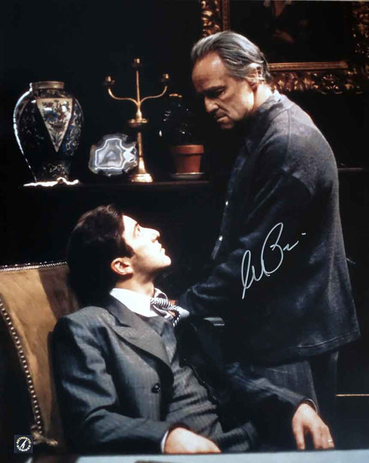 Al Pacino Autographed w/ Marlon Brando THE GODFATHER 16x20