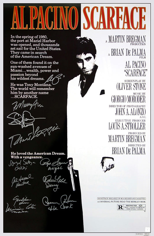 Al Pacino & Scarface cast autographed SCARFACE 25x39 movie poster