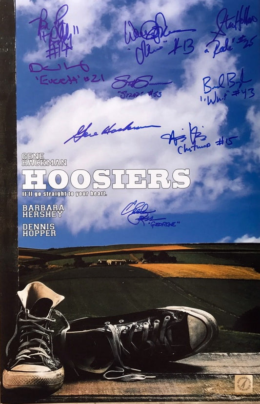 Gene Hackman & Hoosiers Cast Autographed Converse 11x17 Movie Poster
