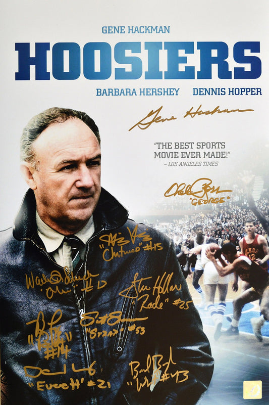 Gene Hackman & Hoosiers Cast Autographed "Coach Dale" 11x17 Movie Poster