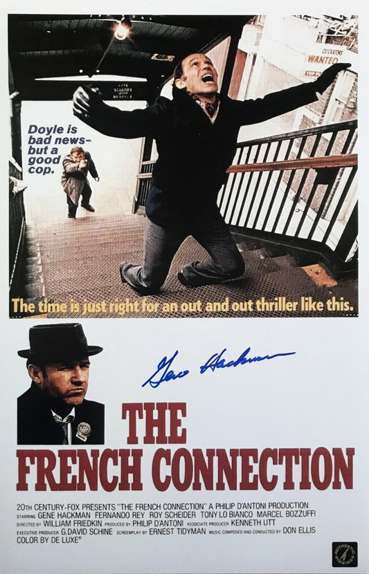 Gene Hackman "Popeye Doyle" Autographed French Connection Shootout 11x17 Movie Poster