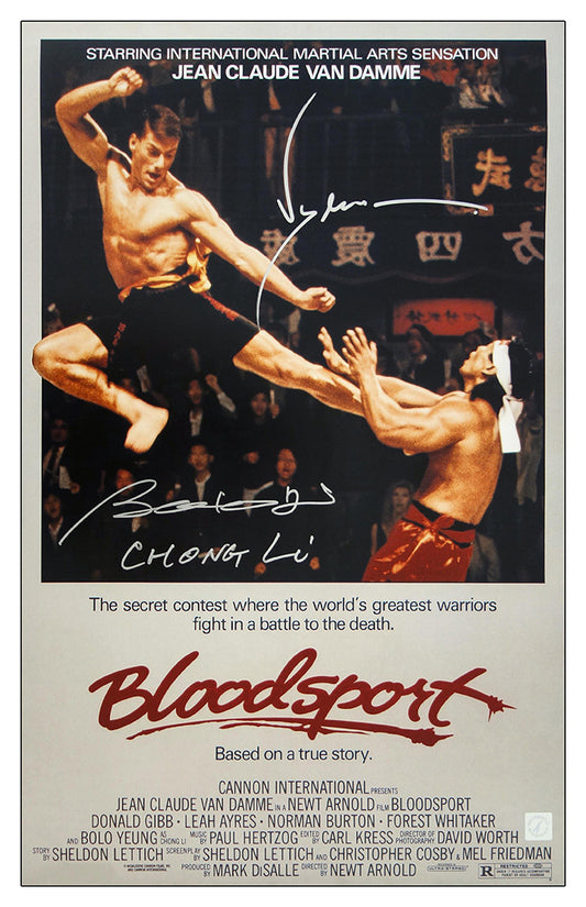 Bolo Yeung "Chong Li" & Jean Claude Van Damme Autographed Bloodsport 16x24 Movie Poster
