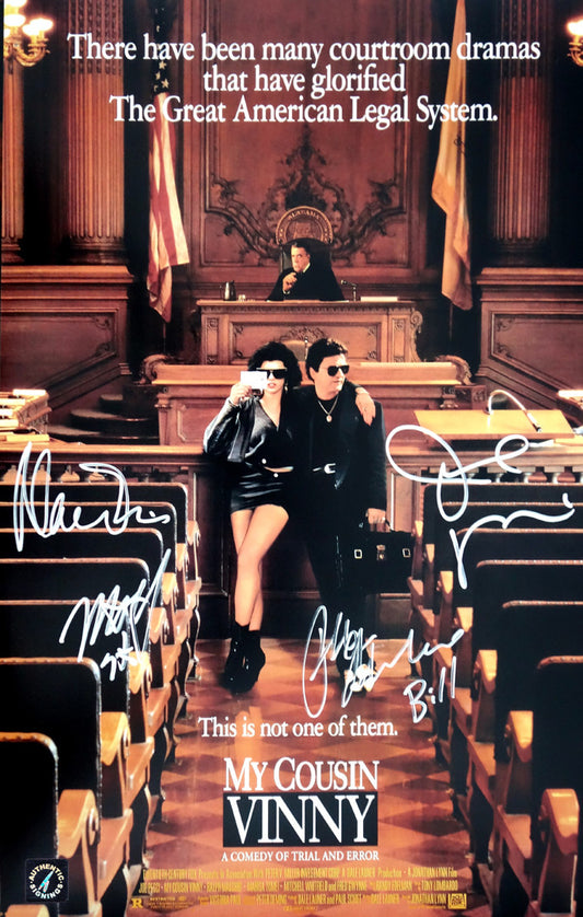 Joe Pesci, Marisa Tomei, Ralph Macchio & Mitchell Whitfield Autographed MY COUSIN VINNY Mini Poster