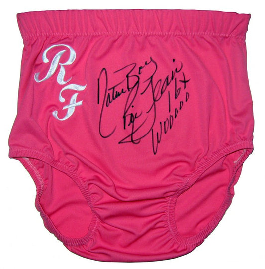 "Nature Boy Ric Flair 16X Wooooo" Autographed Pink Wrestling Trunks