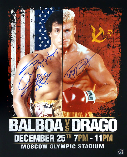 Sylvester Stallone & Dolph Lundgren Autographed ROCKY IV “Fight Poster” 16x20 Photo