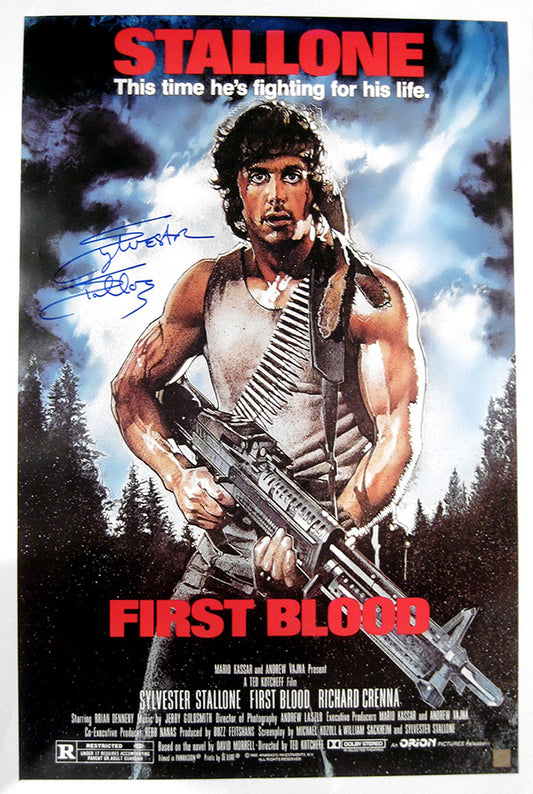 Sylvester Stallone Autographed FIRST BLOOD 24x36 Movie Poster