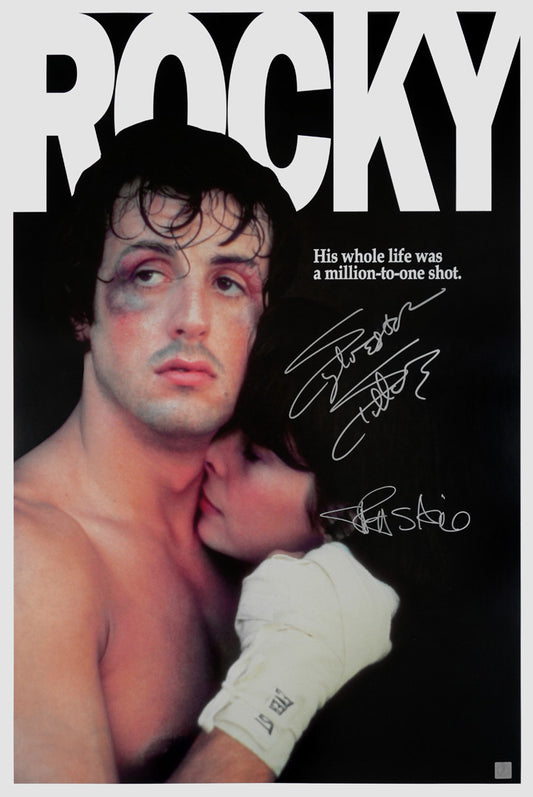 Sylvester Stallone & Talia Shire Autographed ROCKY 24x36 Movie Poster