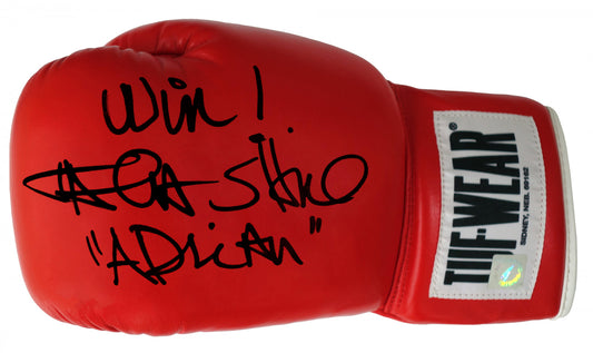 Talia Shire Autographed “WIN!” “ADRIAN” Tuf Wear Boxing Glove