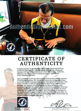 Bolo Yeung  "Chong Li" Autographed Bloodsport "You're Next" 8x10 Photo