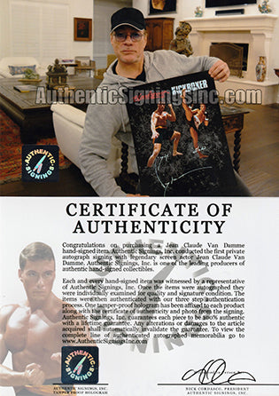 Jean Claude Van Damme Autographed "BLOODSPORT" "KICKBOXER" 16x20 Photo