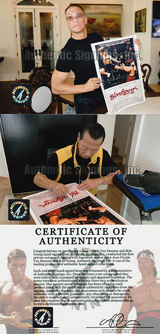 Bolo Yeung "Chong Li" & Jean Claude Van Damme Autographed Bloodsport 16x24 Movie Poster