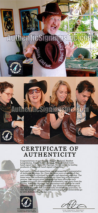 Robert Englund, Heather Langenkamp, Ronee Blakley, Amanda Wyss & Nick Corri Nightmare On Elm Street Cast Autographed Freddy Krueger Hat