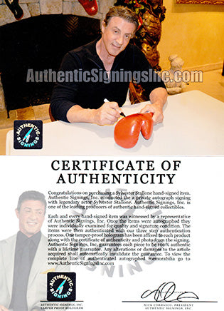 SYLVESTER STALLONE signed autographed photo red gloves COA Hologram